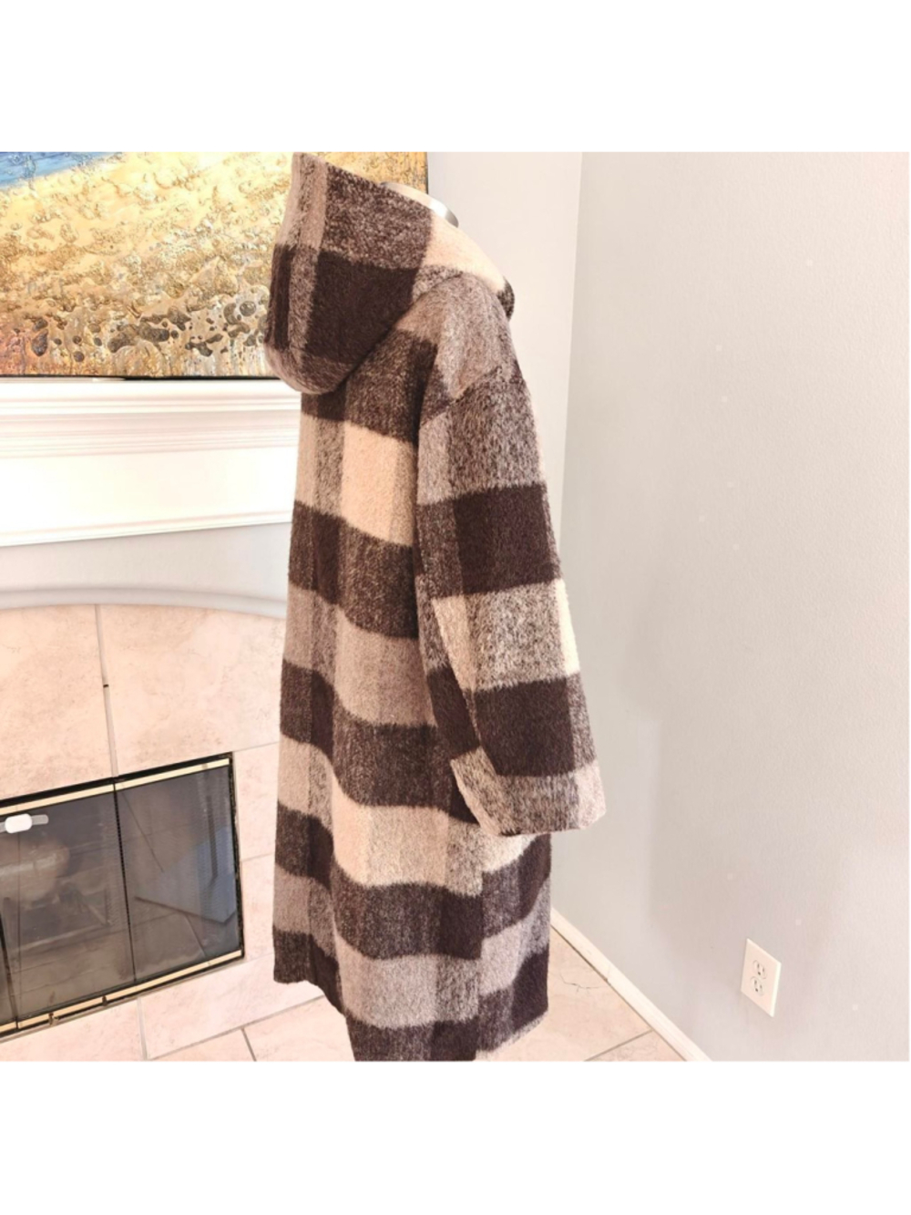 Oversized multi-coloured plaid wool coat
Brand new without tags